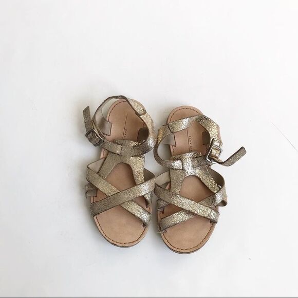 Zara gold strappy sandals EUC  size 27(10) - Picture 1 of 3
